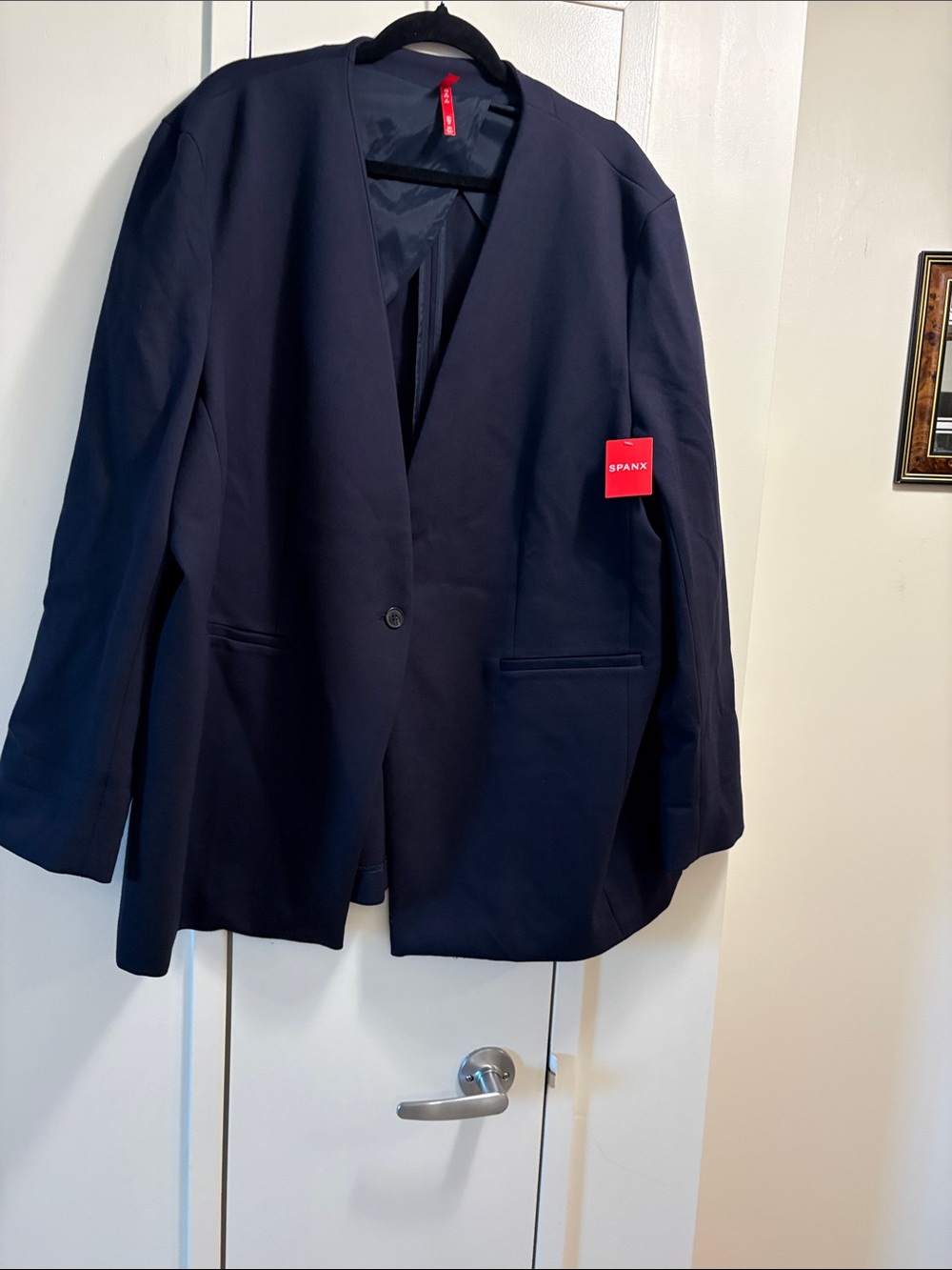 SPANX Women's Dark Navy Open-Front Blazer with Single Button